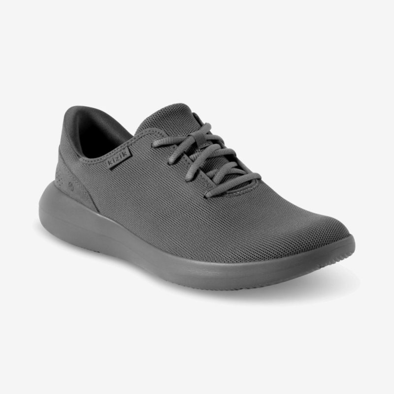 Basket Kizik Madrid Eco Knit Femme Grise Foncé | ECFF1850